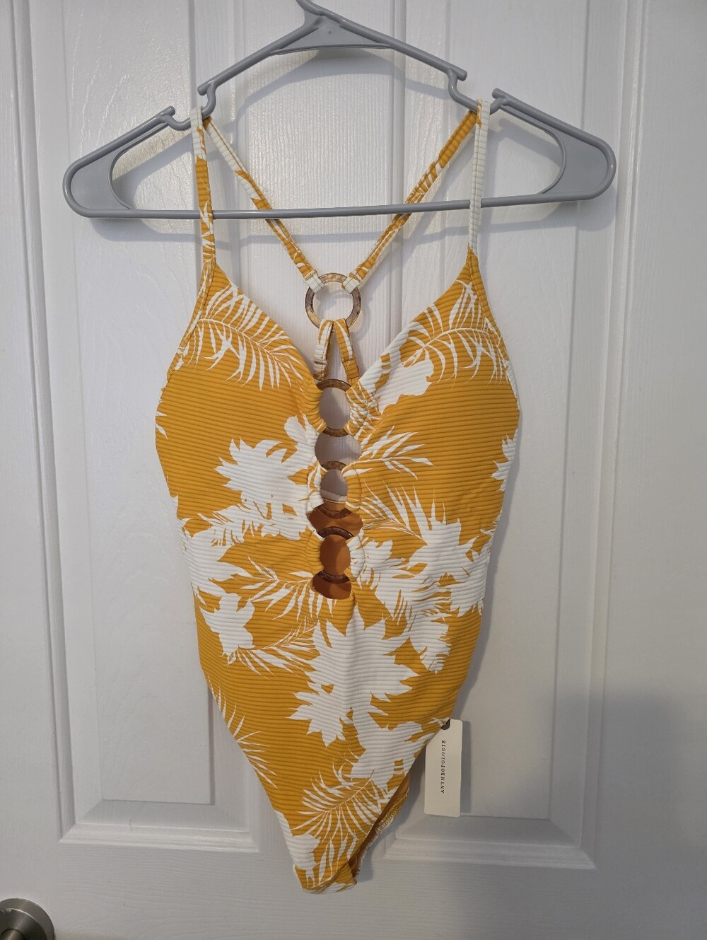 Yellow tropical one piece